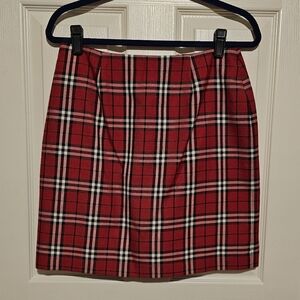 Vintage Petite Sophisticate Plaid Women's Skirt - Red White Black Sz 10P